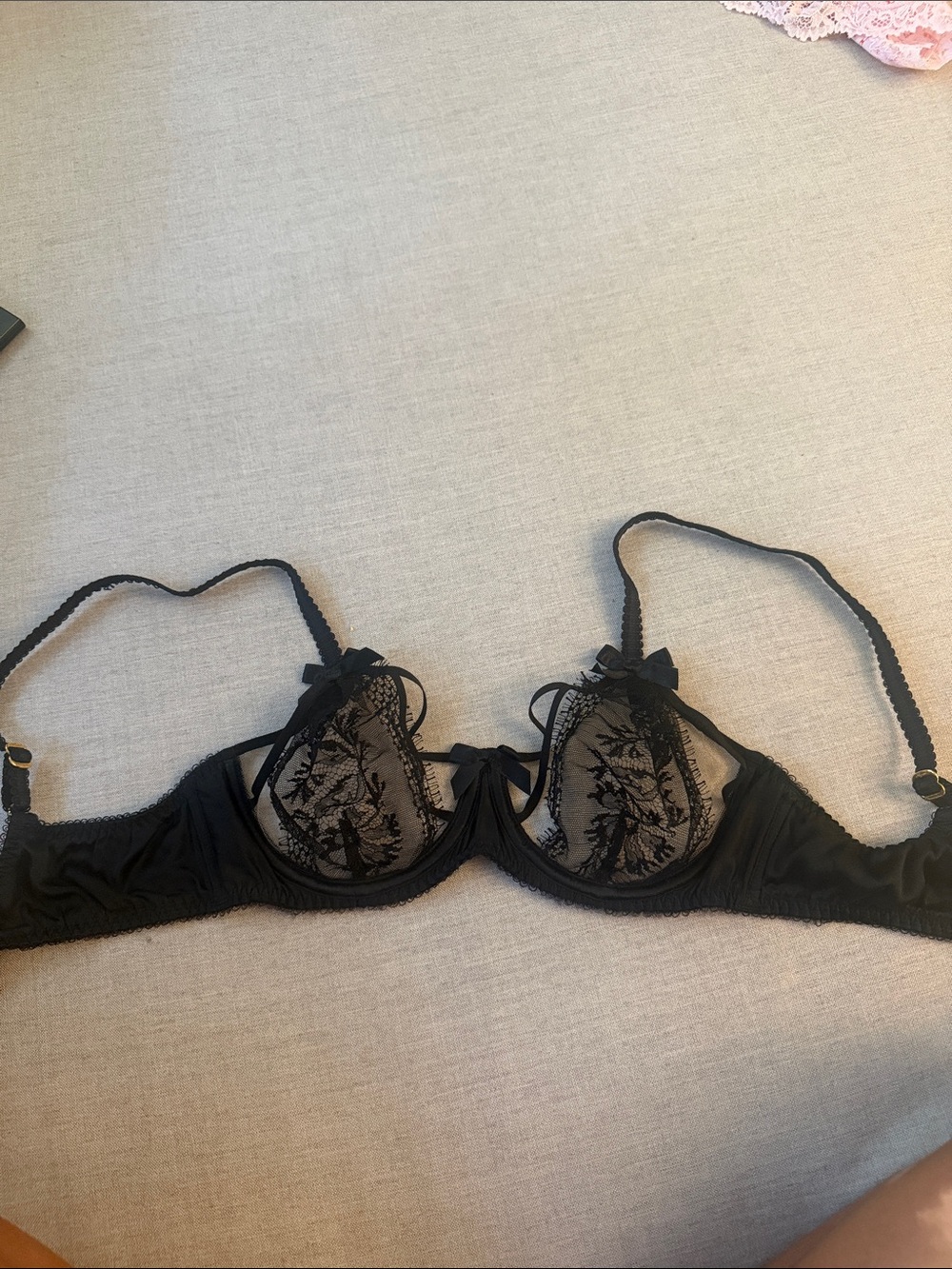 agent provocateur Black Lace Underwire Bra with Sheer Embroidery